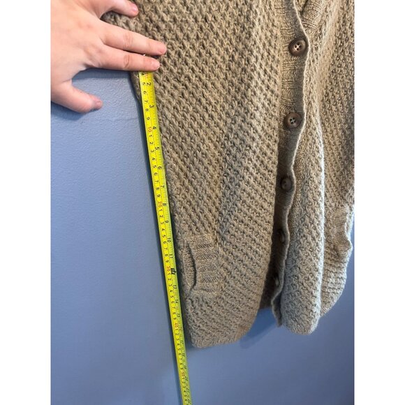 Zara Light Brown Button Up Short Sleeve Vest Cardigan W Pockets SZ M, Wool Blend - Picture 6 of 7
